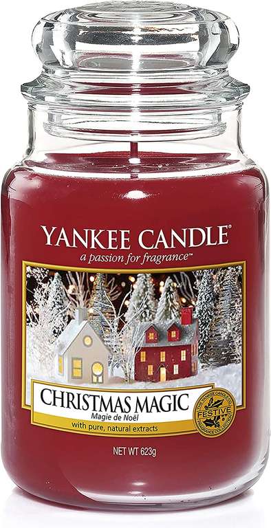 Yankee Candle Duftkerze im Glas (groß) 623g – bis zu 150 Stunden - Christmas Magic, Christmas Cookie oder Red Apple Wreath