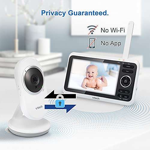 VTech Babymonitor VM350 – Video-Babyphone mit beweglicher Kamera – Klarer Sound, LCD-Farbbildschirm und Nachtsichtfunktion