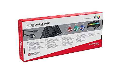 HyperX , USB-A, Alloy Origins Core – RGB Mechanische Gaming Tastatur, Tenkeyless, HyperX Red switches