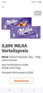 Milka Schokolade 100g mit Coupon 69 Cent beim Müller