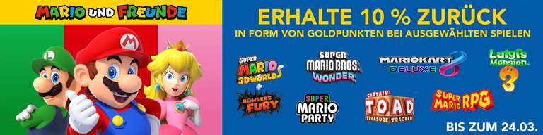 (SWITCH) „Mario und Freunde“-Goldpunkte-Aktion - 10% CASHBACK als GOLDPUNKTE bei NINTENDO