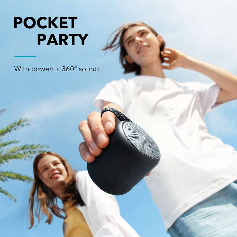 Anker Soundcore Mini 3 Bluetooth-Lautsprecher mit BassUp und PartyCast Technologie, USB-C, Wasserschutz IPX7, Individueller EQ