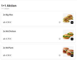 MJAM McDonalds 1+1 BigMac, McChicken und McPlant