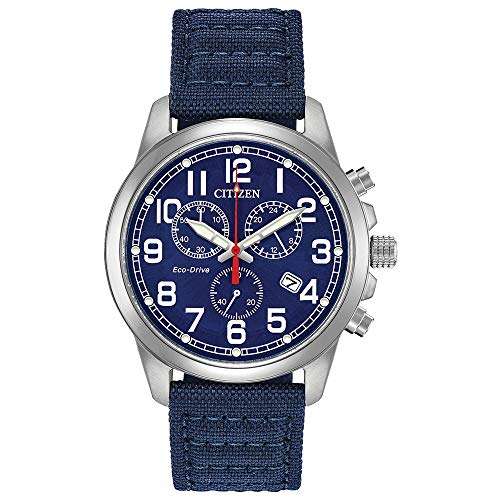 Citizen "Chandler Blue Dial Military" Chronograph, Eco-Drive, Stainless Steel, 39mm, 10bar Uhr AT0200-21L