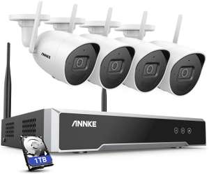 Annke WS500 - 5MP 8 Kanal Funk Überwachungssystem mit 4 Kameras + 1TB Festplatte