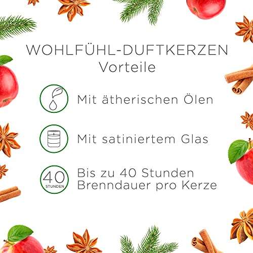Air Wick Wohlfühl-Duftkerze XL im Glas – Duft: Zimtzauber und Bratapfel