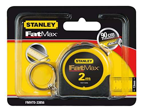 Stanley FatMax Bandmass Powerlock (2 m mit Schlüsselring, automatischer Bandrücklauf, Fetsstellmechanismus)