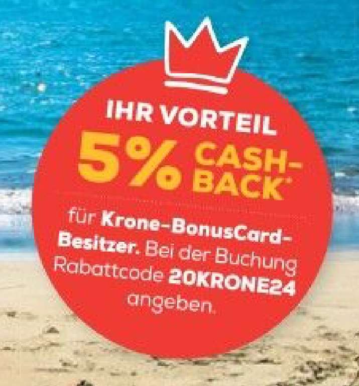 Krone Vorteilswelt - 5% CashBack bei Lidl Reisen