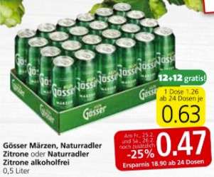 Bier GÖSSER (ab 24 Stk.) oder CORONA 0,71€ Spar