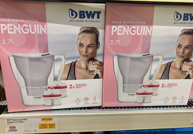 BWT Penguin Tischwasserfilter (2 Filter) im Abverkauf und - 25 % Pickerl