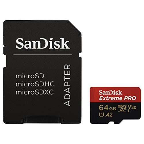 SanDisk Extreme Pro 64GB microSDXC 170MB/s A2, Class 10, UHS-I, U3, V30