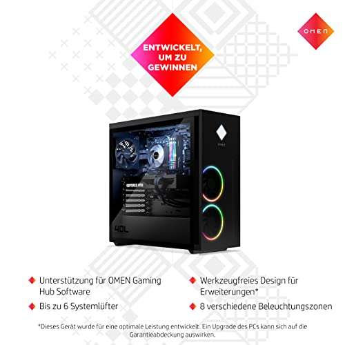 OMEN PC mit AMD Ryzen 7 5800X, 16GB DDR4 RAM, 512 GB SSD + 1TB HDD, AMD Radeon RX 6700 XT, Windows 11 Home