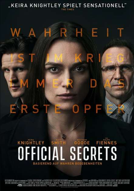 Filme: "Official Secrets" mit Keira Knightley u. Ralph Fiennes + "P.S. Ich liebe Dich" mit Hilary Swan u. Gerard Butler, als Stream vom SRF