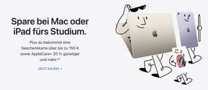 [Info Edu-Deal] 150€ Apple Gift Card zu jedem Macbook Air im Apple Edu Shop z.B. Air 15" 256/8GB eff. 1300€