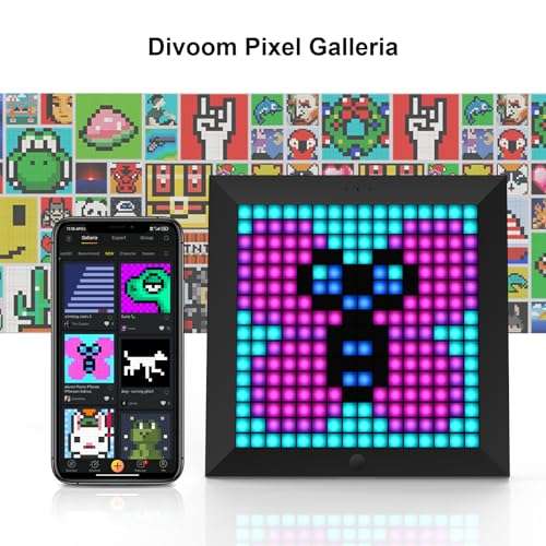 Divoom Pixoo Pixel Art Digitaler Bilderrahmen, Smart Clock 7.18 Zoll