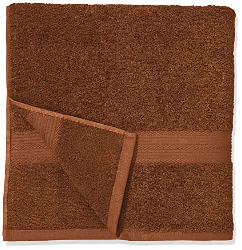 Amazon Basics Handtuch-Set, 2x Bade- / 2x Handtuch, Haselnussbraun, 100% Baumwolle