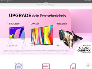 Cashback Aktion beim Kauf bestimmter LG Fernseher (OLED, POSE ODER FLEX TVS) Cashback zwischen 200 - 1000€