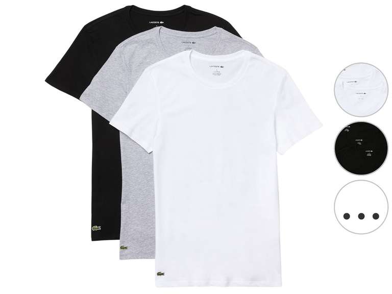 3x Lacoste "Basic" T-Shirts (V- oder Rundhals, alle Größen, verschiedene Farben)