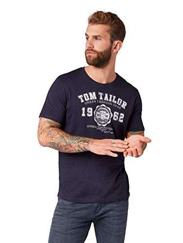 TOM TAILOR Herren T-Shirt mit Logoprint "knitted Navy" / Größe S-3XL