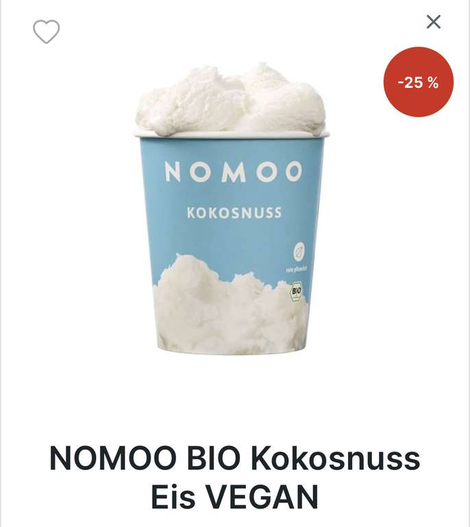 Nomoo Bio Kokosnuss Eis - vegan 25% billiger