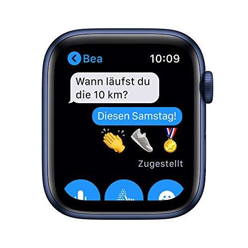 Apple Watch Series 6 (GPS + Cellular) 44mm Aluminium blau mit Sportarmband dunkelmarine