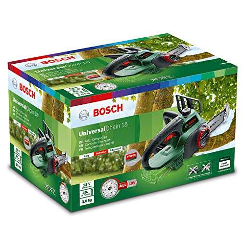 Bosch Home and Garden Akku Kettensäge Universalchain 18 (ohne Akku, 18 Volt System, im Karton) Grün, WHD "Wie neu" bis "sehr gut"