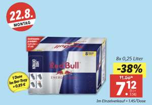 8er-Tray Red Bull um € 7,12 = € 0,89 pro Dose