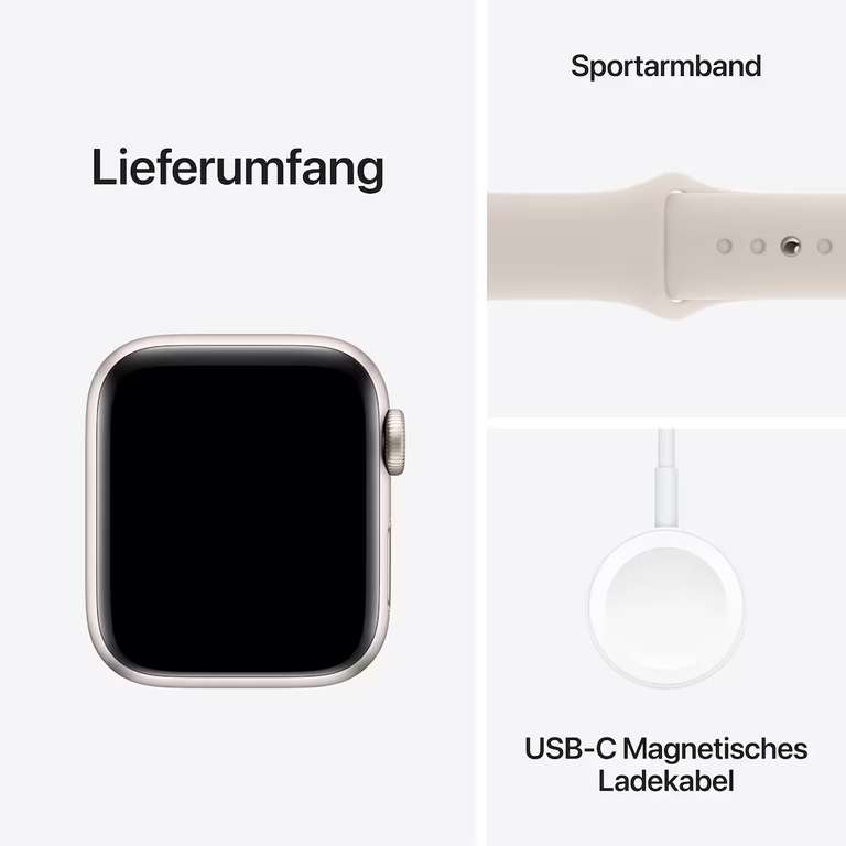 Apple Watch SE (2. Gen) GPS 40mm Alu Polarstern Sportarmband Polarstern - S/M