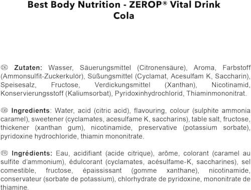 Best Body Nutrition Vital Drink ZEROP - Cola, Original Getränkekonzentrat - Sirup - zuckerfrei, 1:80 ergibt 80 Liter Fertiggetränk, 1000 ml