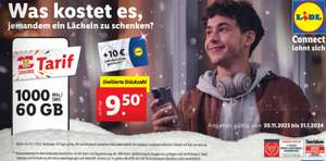Ab 30.11. Lidl Connect Promotarif: 60 GB, 1000 MIN/SMS um 9,50