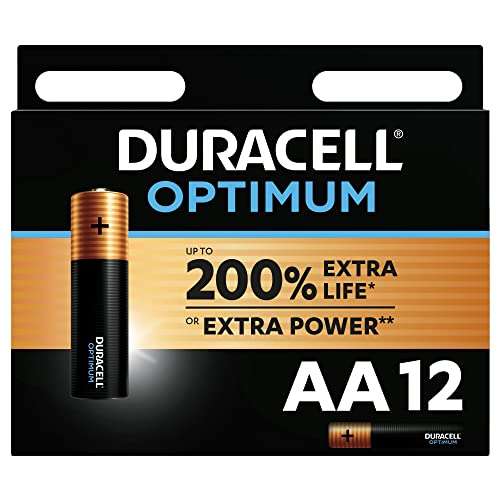 Duracell Optimum AA Mignon Alkaline-Batterien, 1.5V LR6 MX1500, 12er-Pack