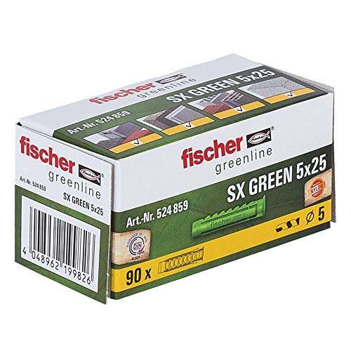 2x fischer Spreizdübel SX Green 5x25, 90er-Pack