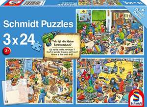 Schmidt Spiele 56417 Wo ist die kleine Bohrmaschine-3x24 Teile Kinderpuzzle