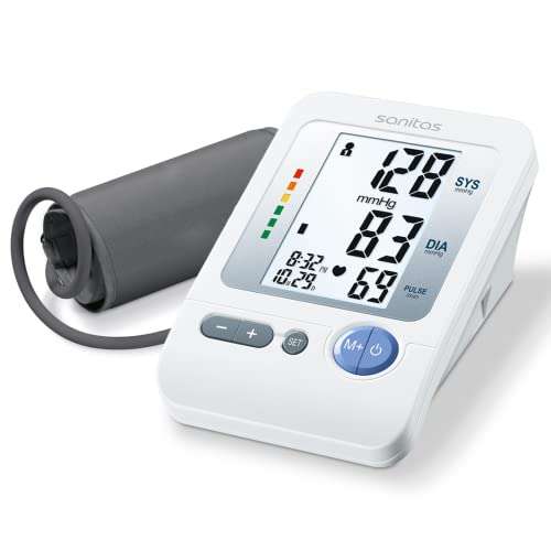 Sanitas SBM 21 Oberarm-Blutdruckmessgerät, vollautomatische Blutdruck- und Pulsmessung am Oberarm mit Arrhythmie-Erkennung