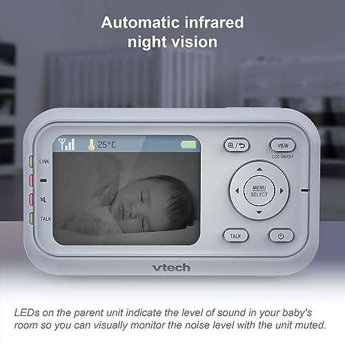 VTech VM3255 Babyphone mit beweglicher Kamera, 2,8" LCD-Farbbildschirm, Nachtsicht & Gegensprechfunktion