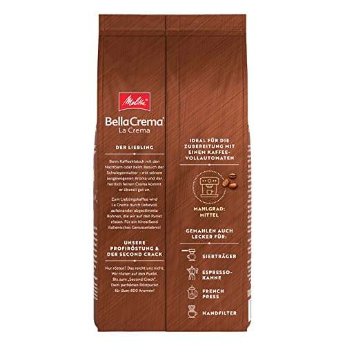 Melitta BellaCrema La Crema Ganze Kaffee-Bohnen 1kg, ungemahlen, Stärke 3