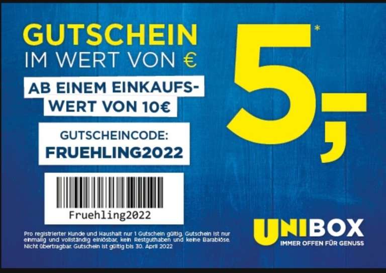 5 EUR Gutschein Unibox (Unimarkt)