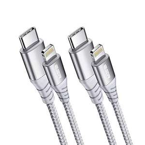 ESR USB C Lightning Kabel 2m 2Pack MFi Zertifiziert, Nylon Ladekabel PD Schnellladegerät für iPhone für Typ-C Ladegeräte