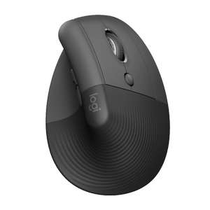 Logitech Lift Vertical Ergonomic Mouse, Graphite, Logi Bolt, USB/Bluetooth
