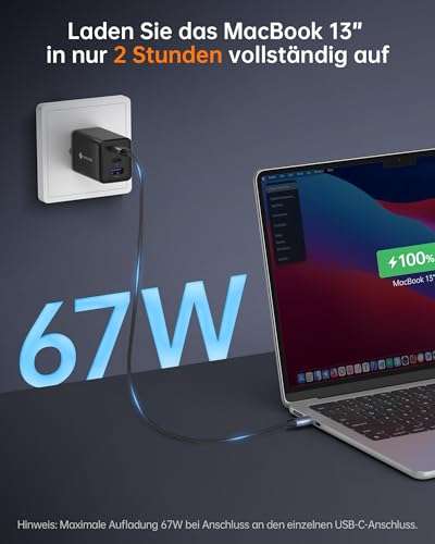 Novoo 67W USB-C Ladegerät mit 2 100W Kabeln