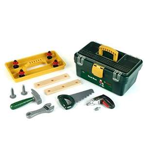 Theo Klein 8305 Bosch Werkzeugbox I Mit batteriebetriebenem Akkuschrauber Ixolino und Zubehör wie Hammer, Säge, Rollgabelschlüssel