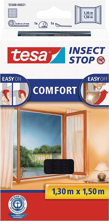 tesa Insect Stop Comfort Fliegengitter für Fenster, 130x150cm