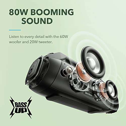 soundcore Anker Motion Boom Plus IP67 Lautsprecher für Draußen, 80W Stereo Sound