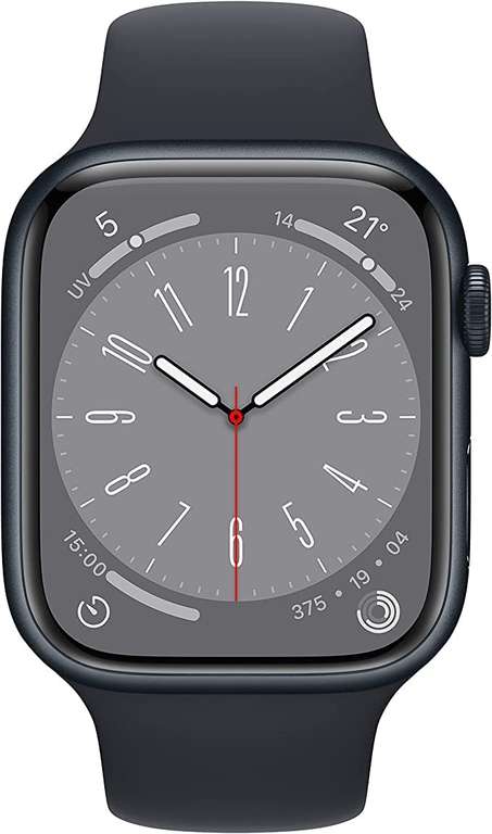Apple "Watch Series 8" (GPS, 45mm, Aluminium) mit Sportarmband