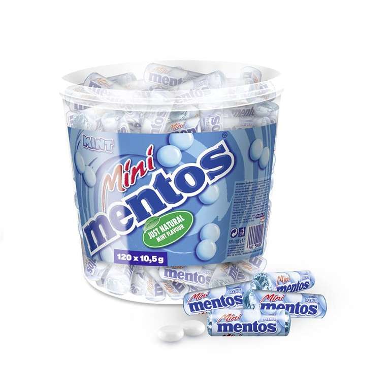 Mentos Mini Mint Classic Bucket, Eimer enthält 120 Mini-Rollen à 5 Minz-Dragees