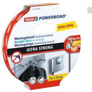 Tesa Powerbond ULTRA STRONG 5m - Doppelseitiges, extra starkes Montageband zur permanenten Befestigung