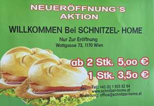 2 Schnitzelsemmeln um EUR 5,00 bei Schnitzel Home in 1170