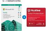 Microsoft 365 Family 12+3 Monate, 6 Nutzer + Norton 360 Deluxe oder McAfee Total Protection