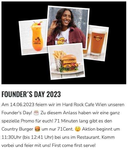 Wiener Hard Rock Café: Country Burger für 0,71€