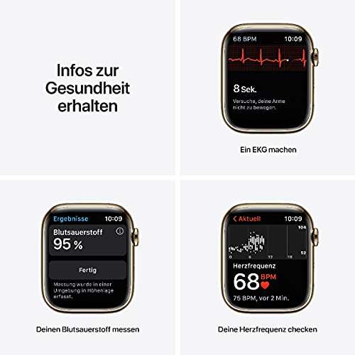 Apple Watch Series 7 (GPS + Cellular) 45mm Edelstahl gold mit Sportarmband Dunkelkirsch